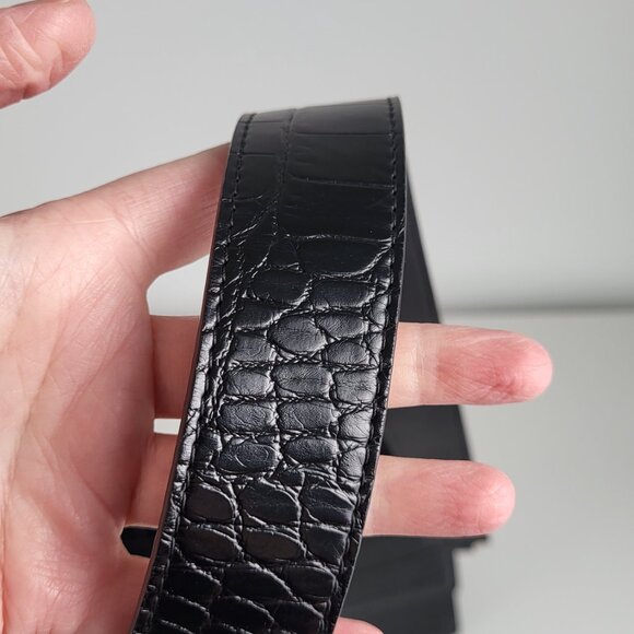 JW Pei Croc Vegan Leather Flap Bag Black Structured - Picture 10 of 17